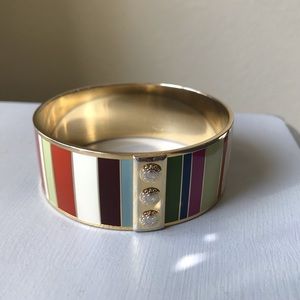 MULTICOLOR GOLD COACH LEGACY WIDE BANGLE BRACELET
